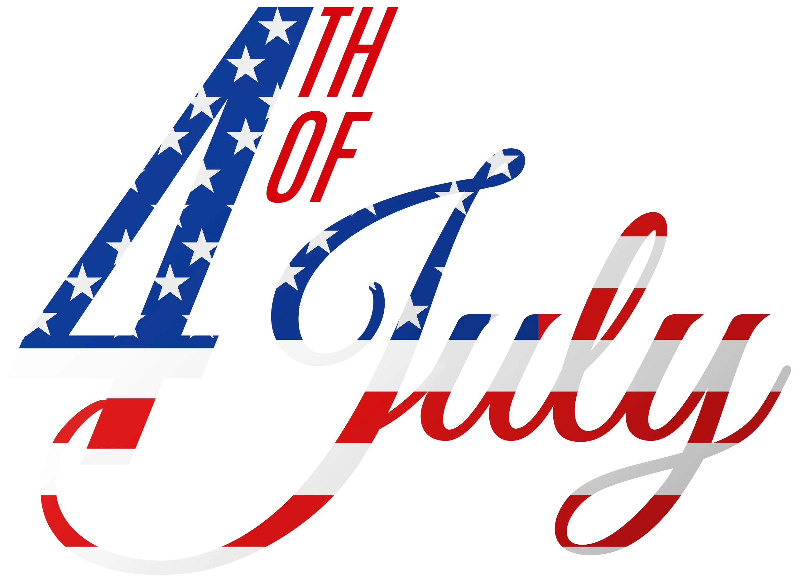 Patriotic Fourth of July Celebration Typography Clipart Design with Stars and Stripes