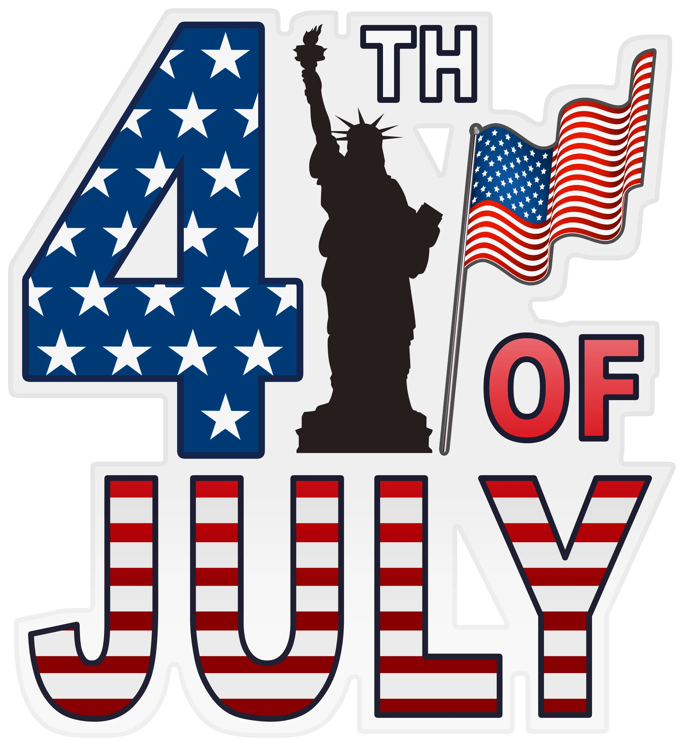 Patriotic Fourth of July Independence Day Celebration Commemorative Clipart Design