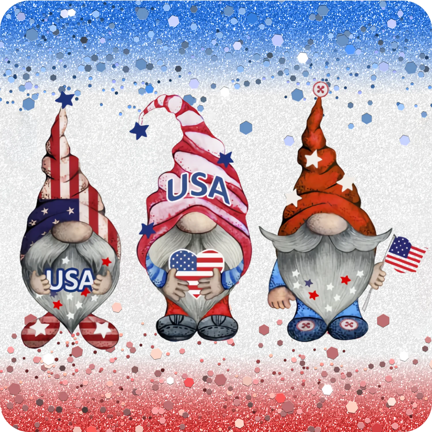 Patriotic Gnomes Celebrating Fourth of July Independence Day Festive Clipart Collection
