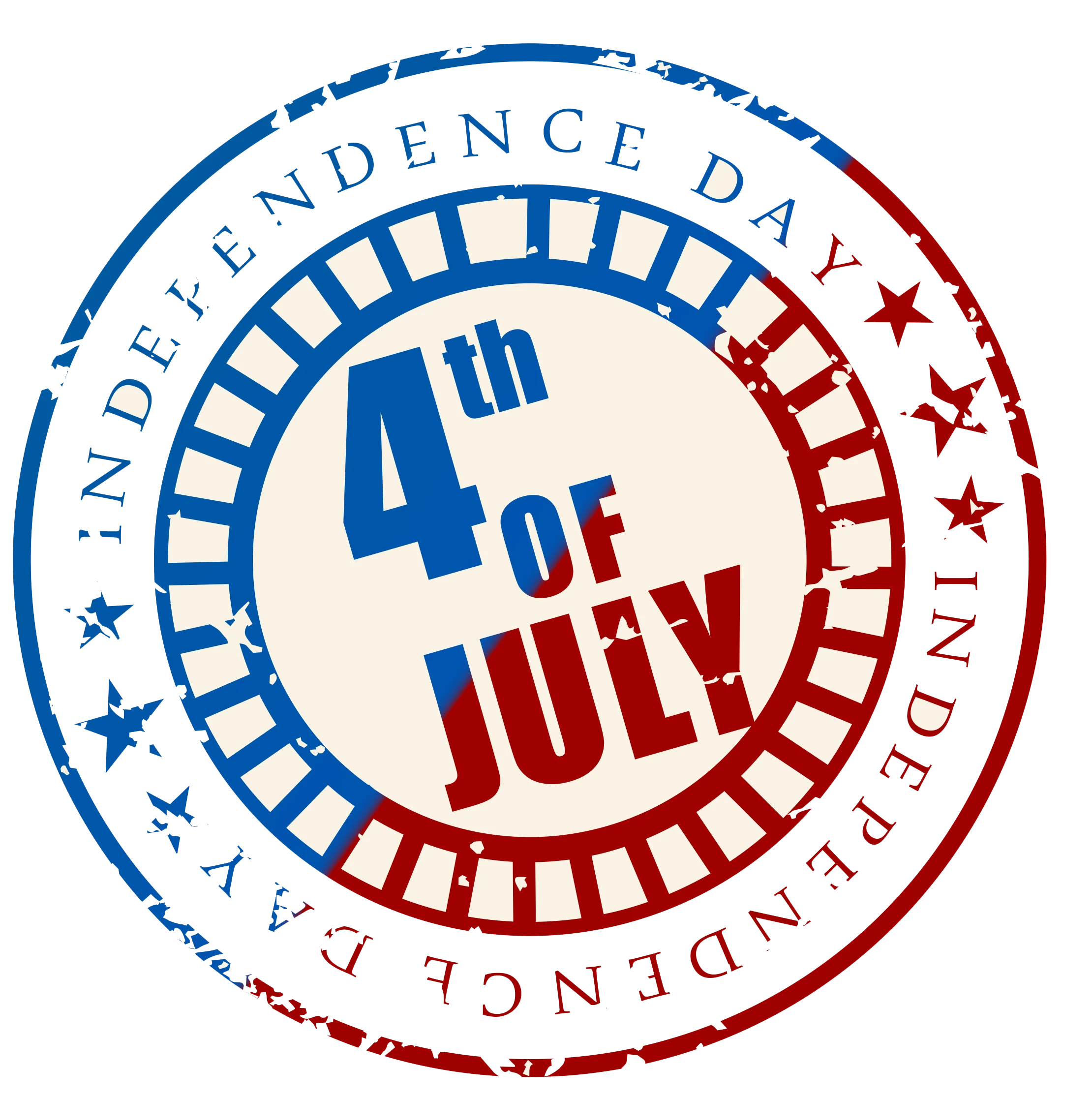 Patriotic Independence Day 4th of July Commemorative Stamp Clipart Design