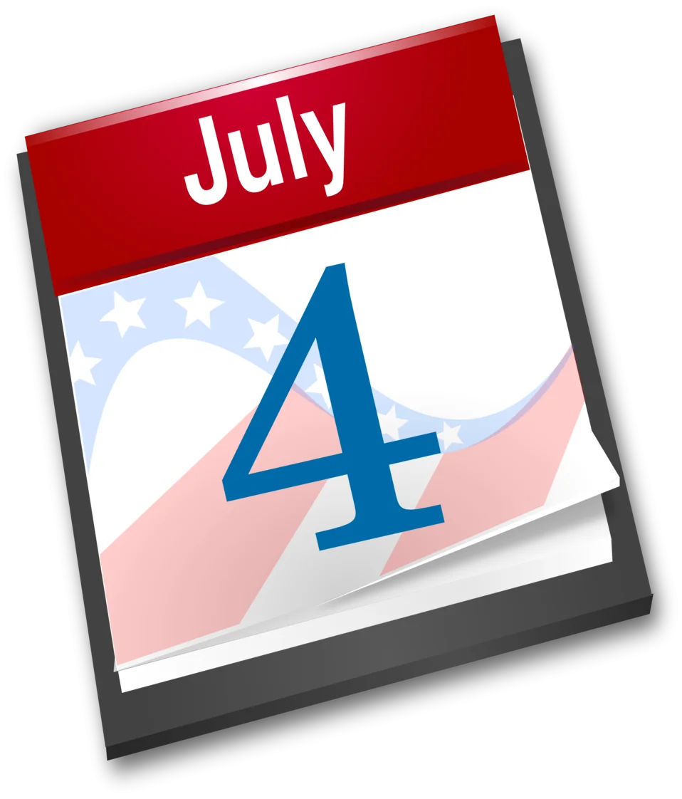 Patriotic July 4th Calendar Page Clipart Celebrating American Independence Day