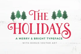 The Holidays Festive Seasonal Clipart Design with Pine Tree Accents