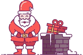Whimsical Santa Claus and Chimney Christmas Clipart Illustration Design