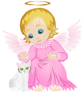 Adorable Baby Angel Clipart with Soft Pink Wings and Gentle Companion