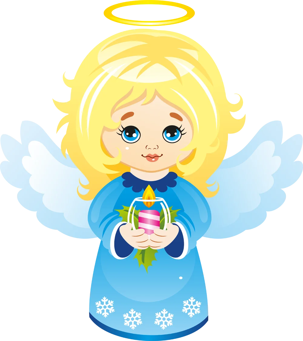 Adorable Celestial Messenger: Whimsical Blue Angel Clipart with Snowflake Design