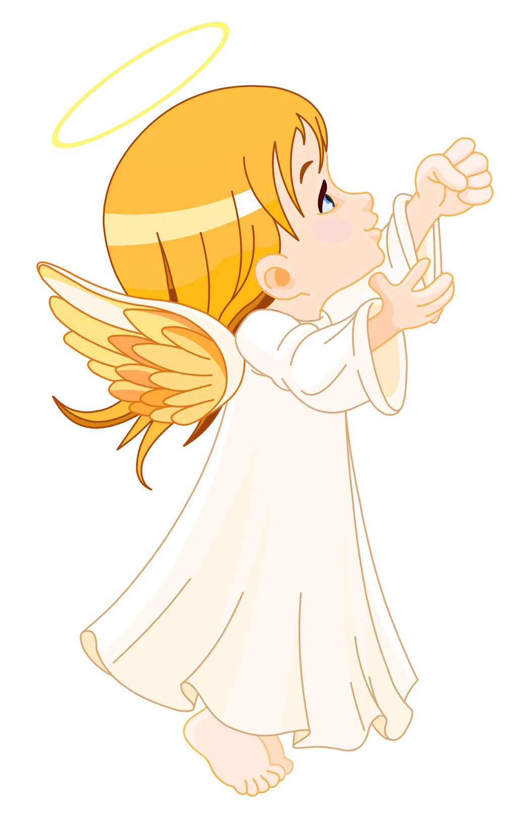 Adorable Cherubic Angel Clipart with Golden Wings and Soft Radiance