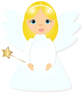Adorable Heavenly Guardian Angel Clipart with Golden Star Wand and Soft Wings