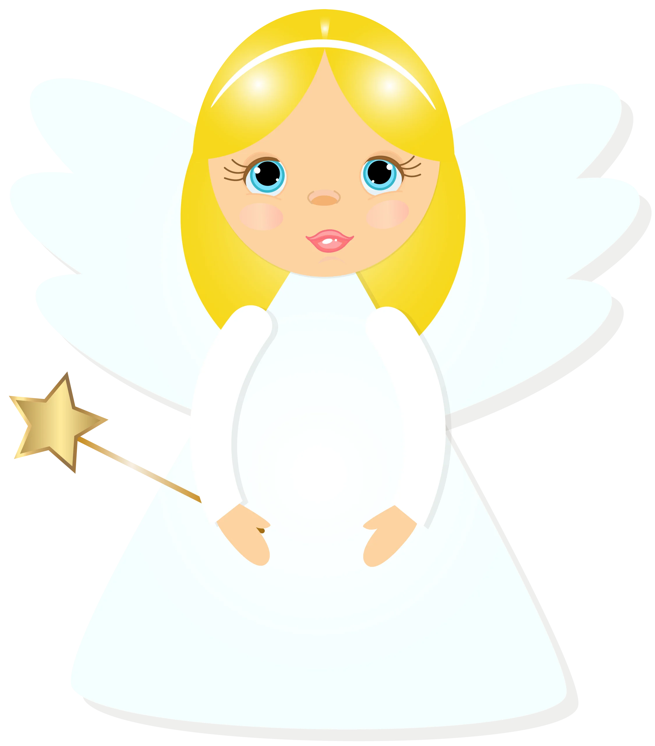 Adorable Heavenly Guardian Angel Clipart with Golden Star Wand and Soft Wings