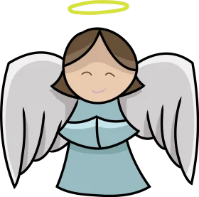 Adorable Heavenly Messenger Clipart: Cute Smiling Angel with Soft Gray Wings