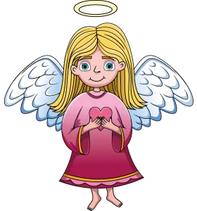 Adorable Heavenly Messenger: Sweet Guardian Angel Clipart with Loving Heart