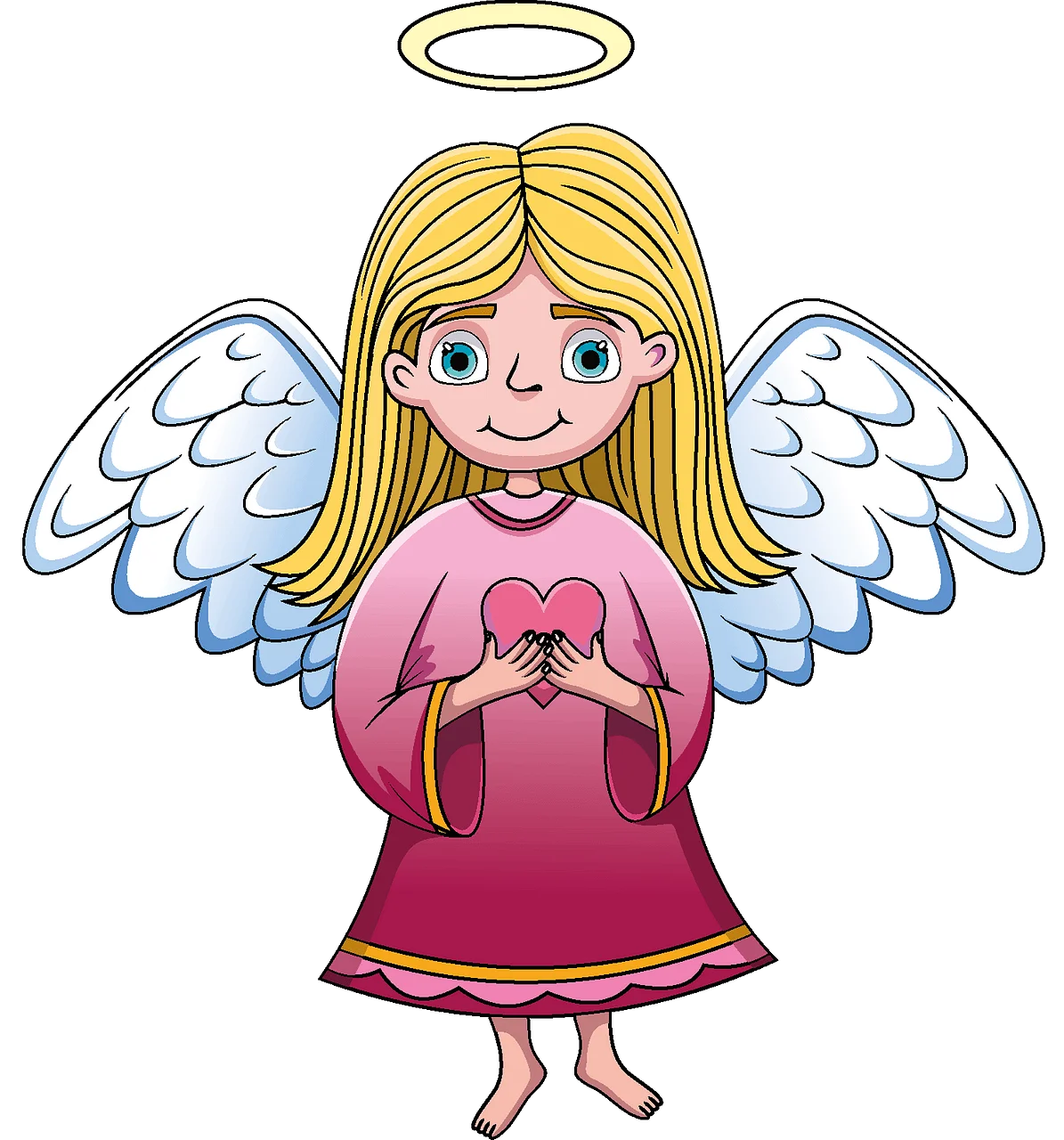 Adorable Heavenly Messenger: Sweet Guardian Angel Clipart with Loving Heart