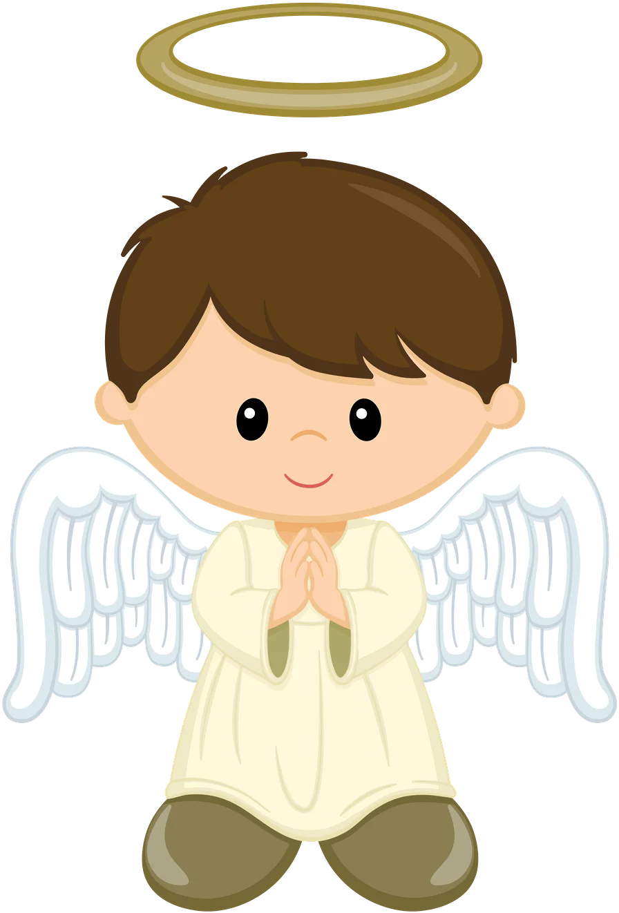 Adorable Little Guardian Angel Clipart with Soft Ethereal Design