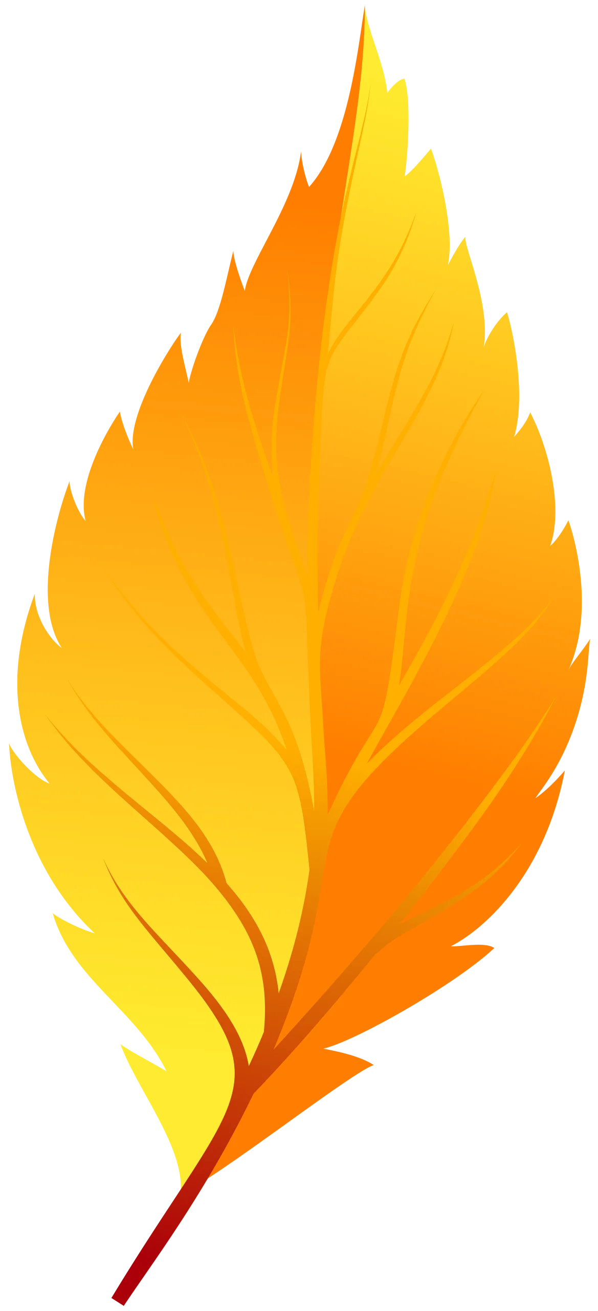 Autumn Leaf Clipart: Fiery Gradient of Seasonal Transformation in Golden Hues