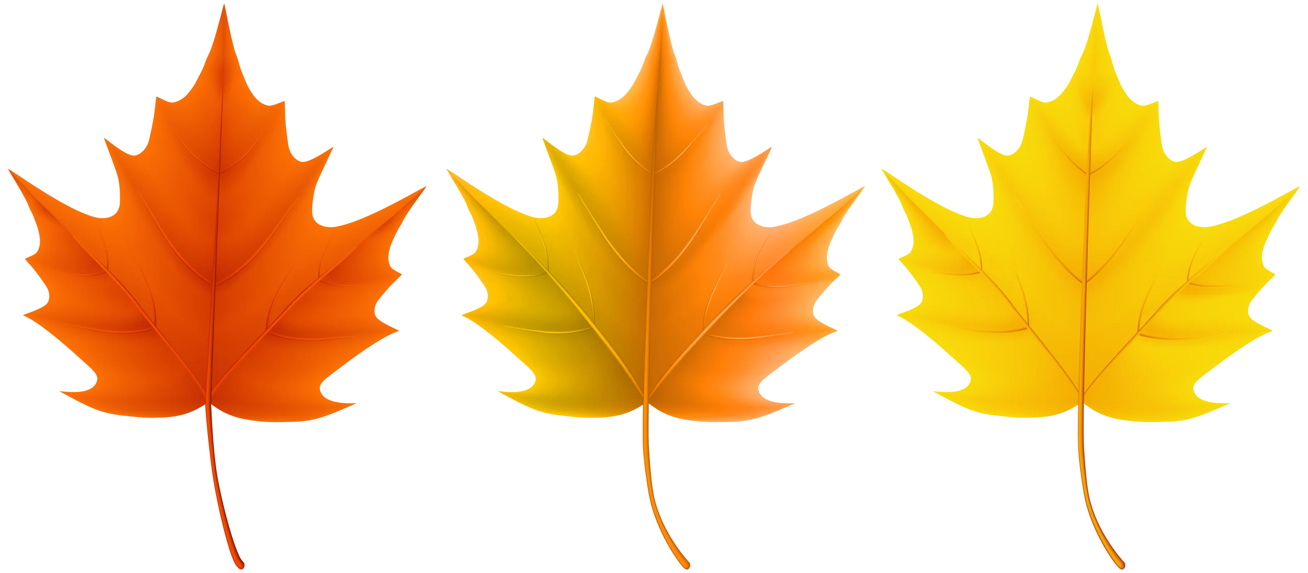 Autumn Maple Leaves Clipart: Warm Color Gradient from Orange to Yellow