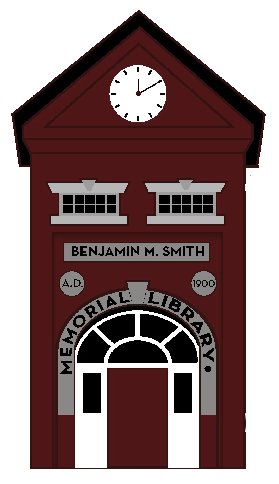 Benjamin M. Smith Memorial Library Architectural Clipart Illustration
