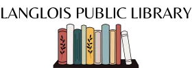 Charming Langlois Public Library Bookshelf Clipart with Stylized Book Silhouettes