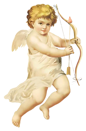 Charming Vintage Cupid Clipart with Golden Curls and Bow and Arrow