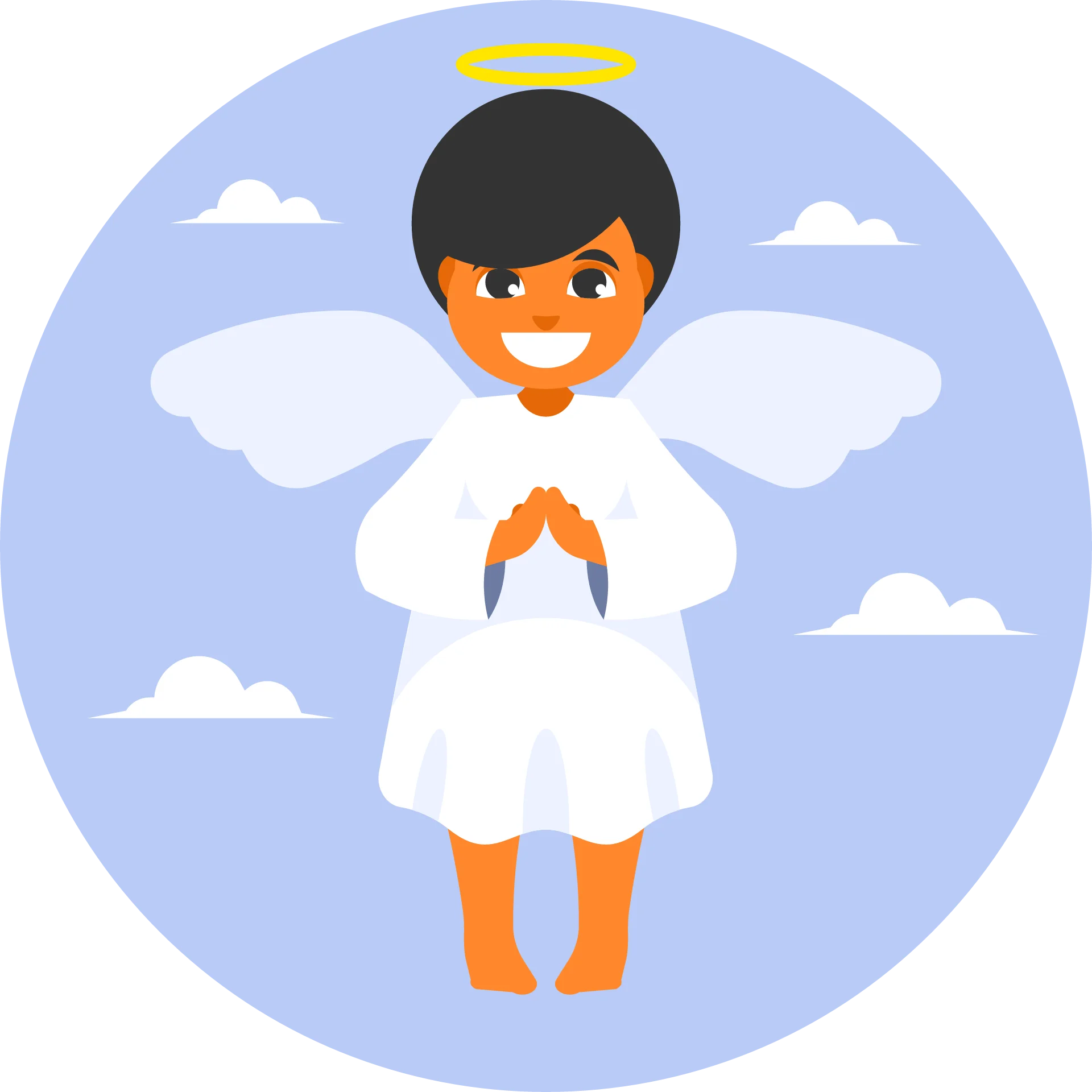 Cheerful Angelic Figure with Radiant Smile Cartoon Clipart Illustration