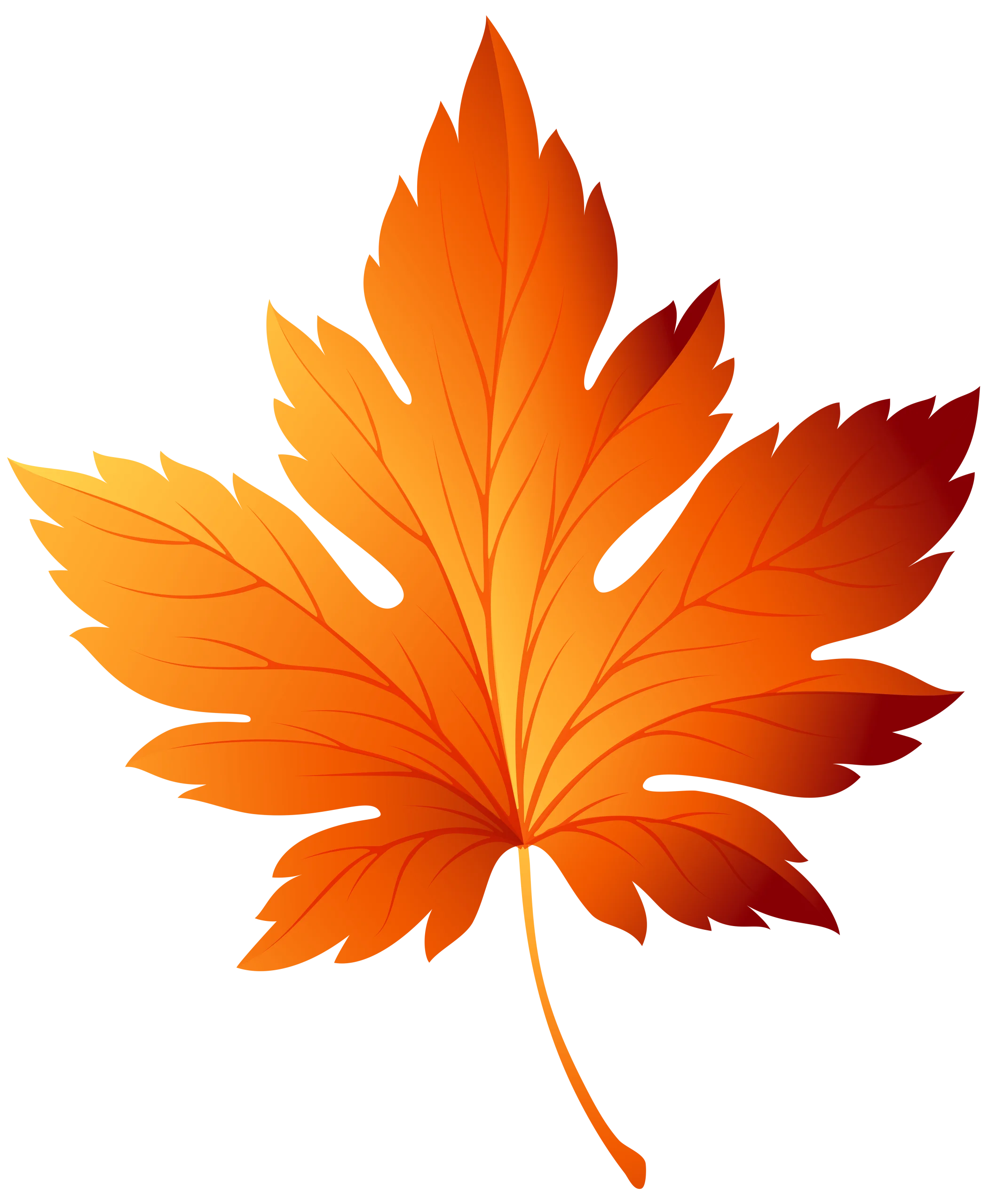 Elegant Autumn Maple Leaf Clipart with Warm Orange and Red Gradient