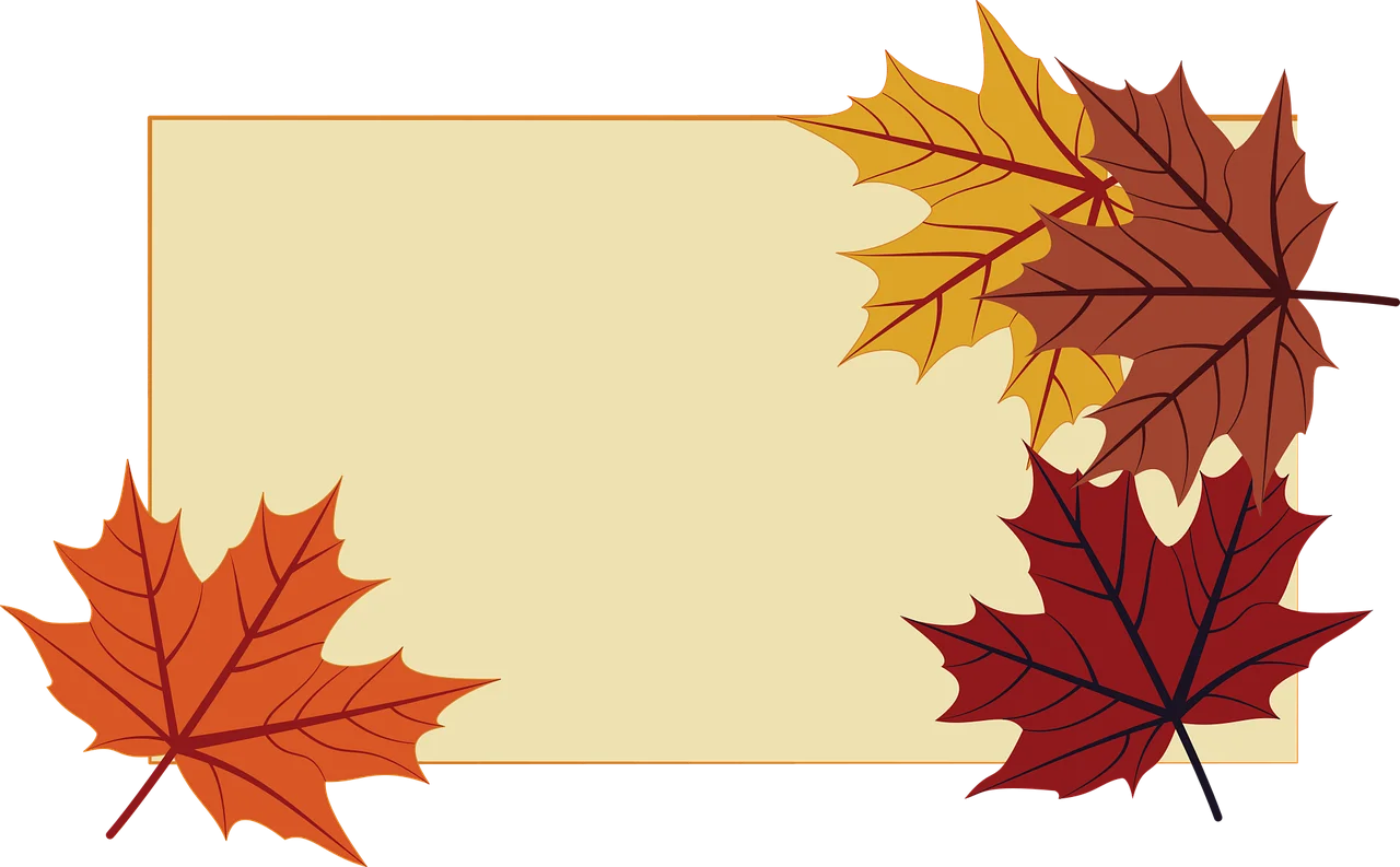 Elegant Autumn Maple Leaves Decorative Border Clipart Design with Neutral Background