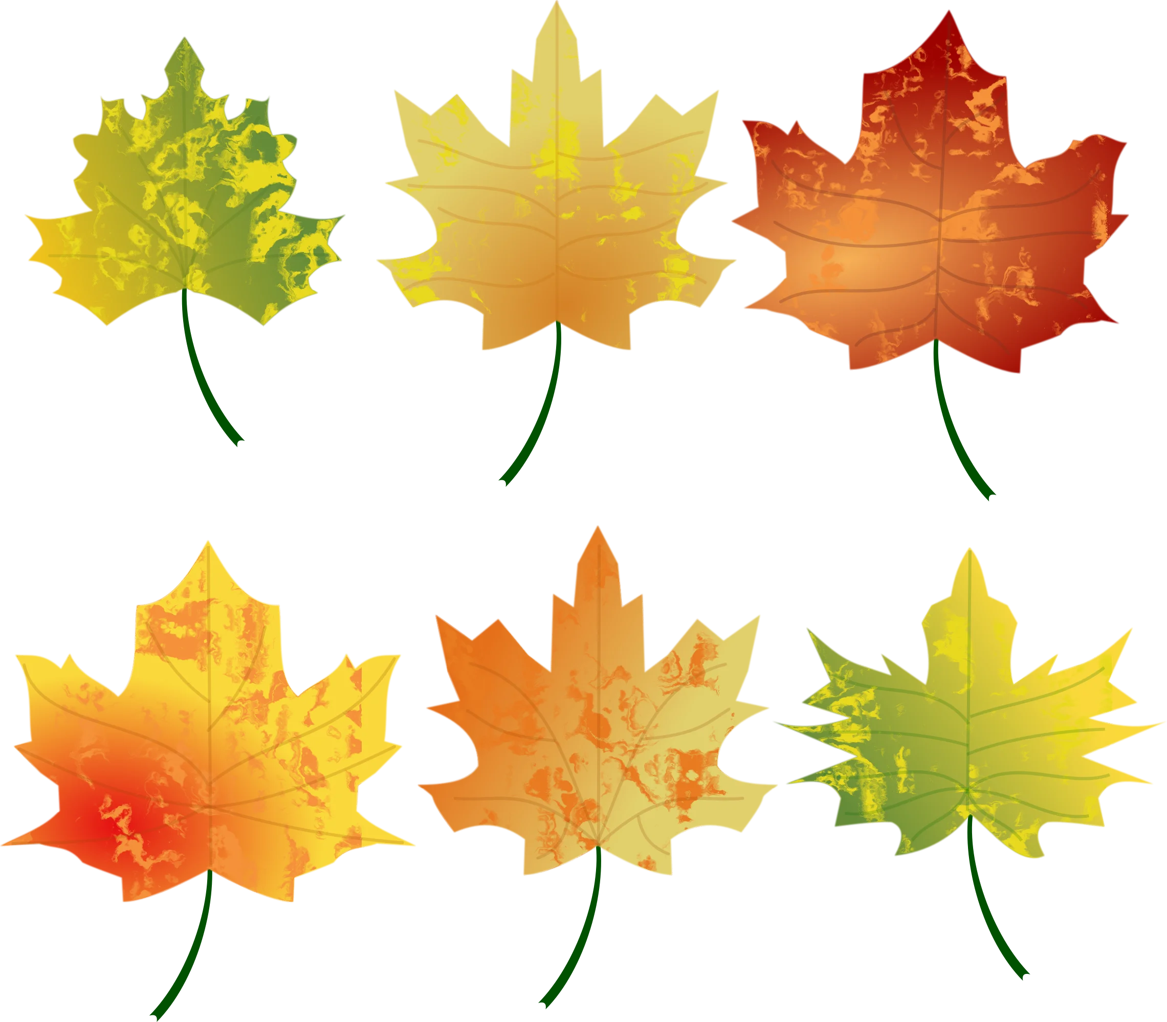 Enchanting Autumn Maple Leaves Clipart Collection: Seasonal Color Transition