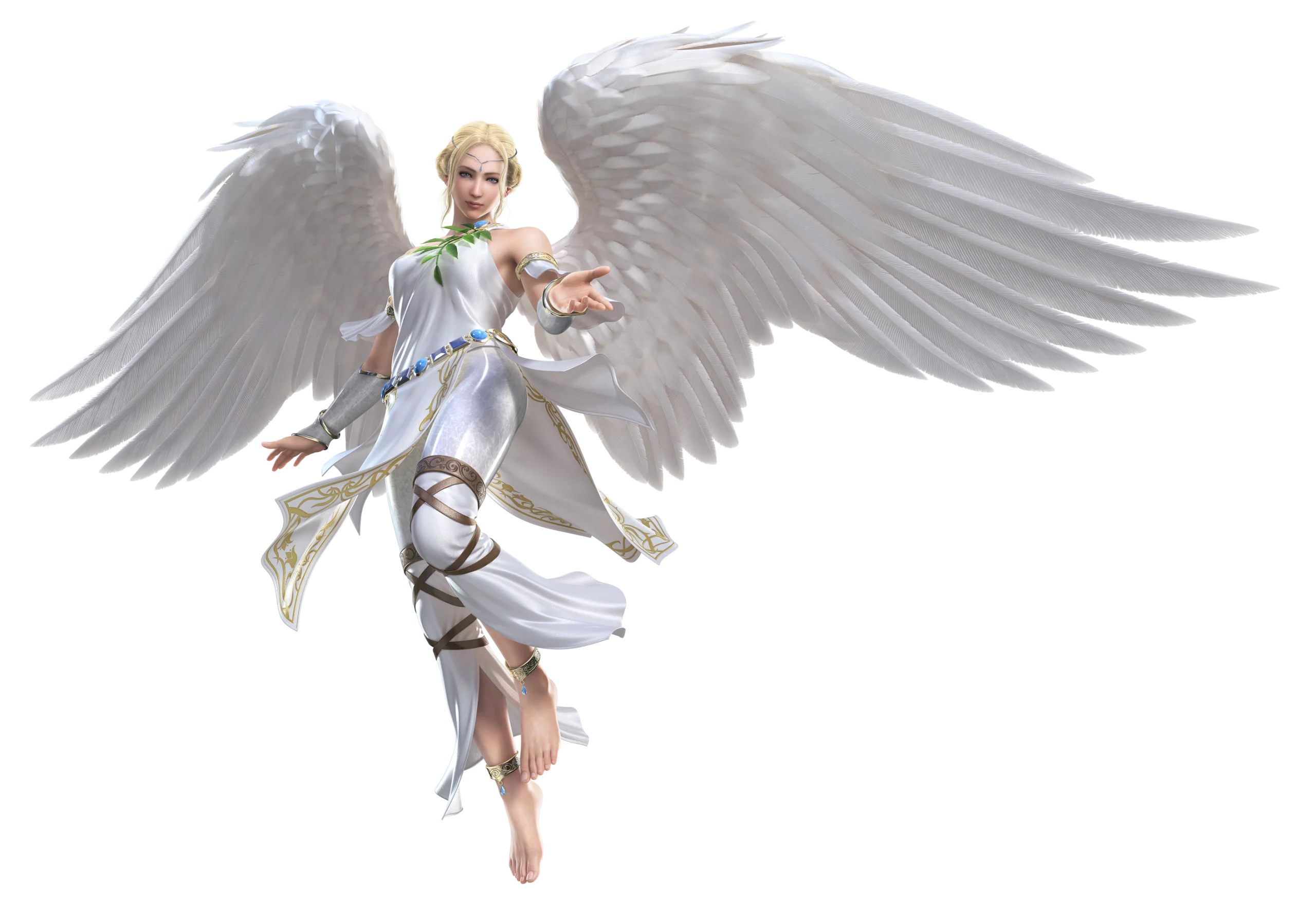 Ethereal Angelic Messenger Clipart: Celestial Guardian with Majestic Wings