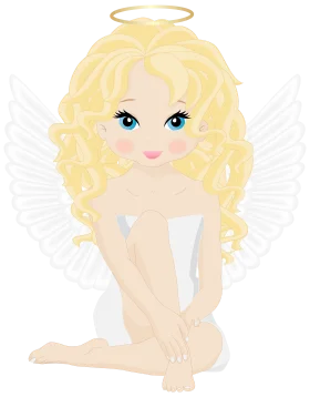 Ethereal Blonde Angel Clipart with Soft Curls and Delicate Luminescence