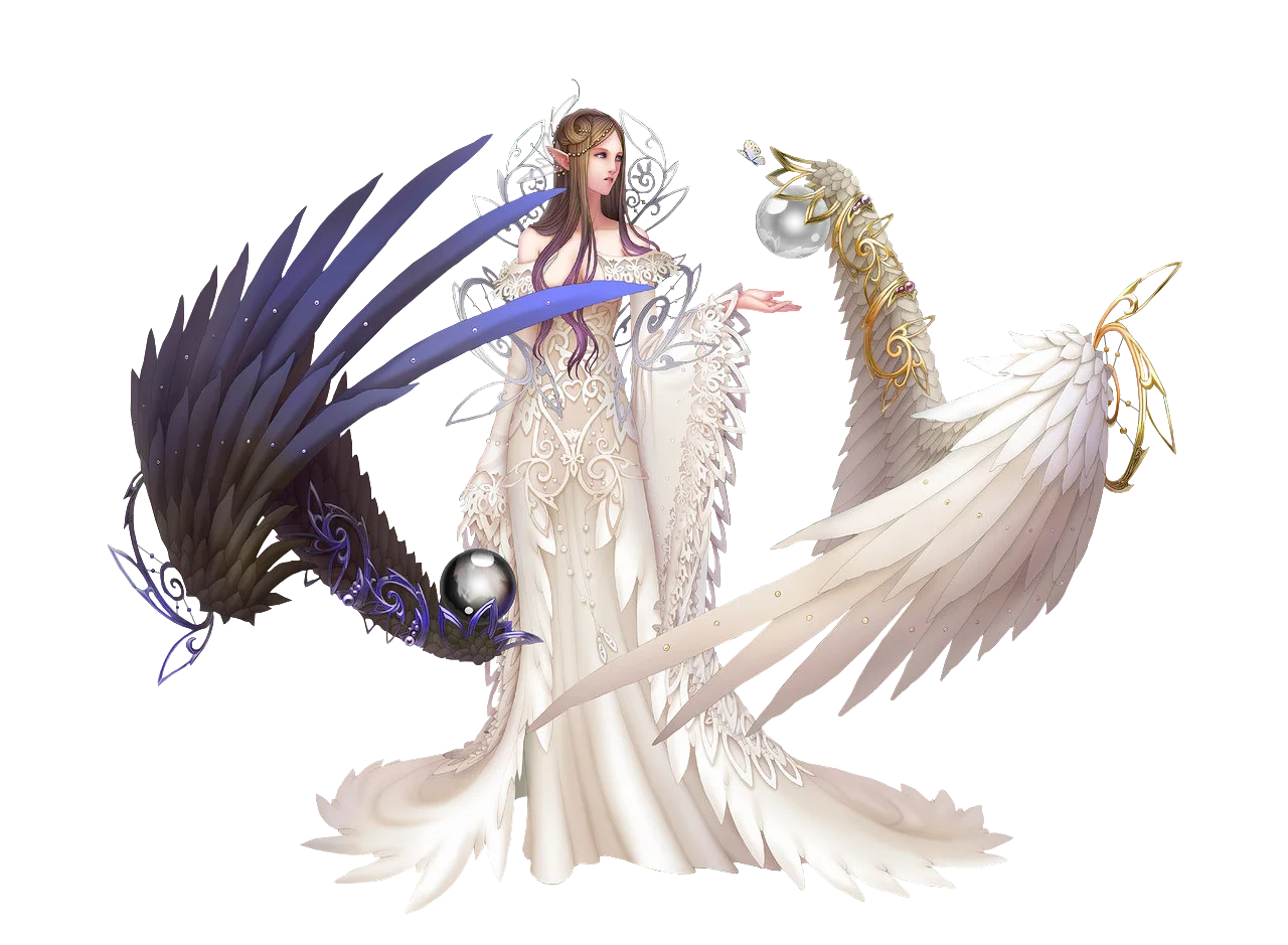 Ethereal Celestial Guardian Angel Clipart with Mystical Feathered Wings