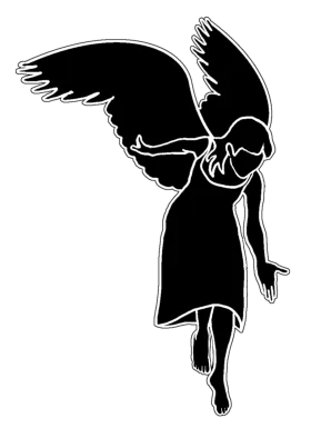Ethereal Silhouette of a Graceful Winged Angel Clipart Design in Monochrome Elegance