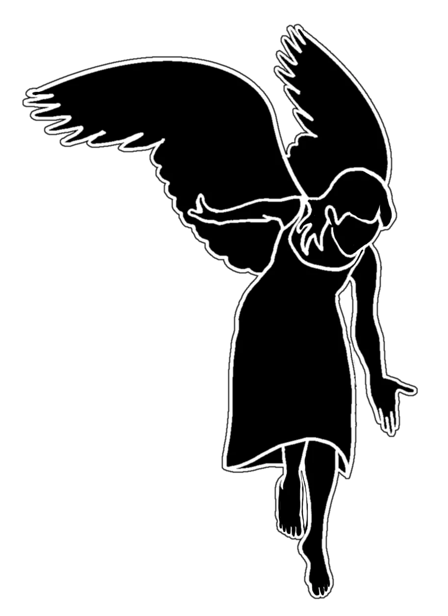 Ethereal Silhouette of a Graceful Winged Angel Clipart Design in Monochrome Elegance