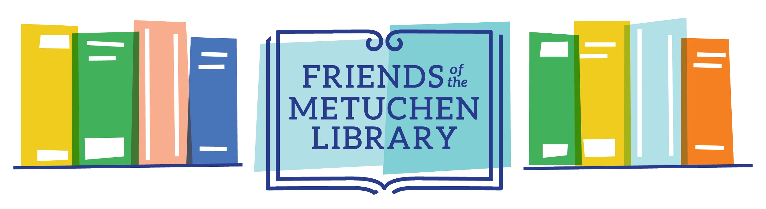 Friends of Metuchen Library: Colorful Book Spines Clipart Illustration Design