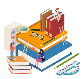 Isometric Library Exploration Clipart: Learning and Knowledge Celebration