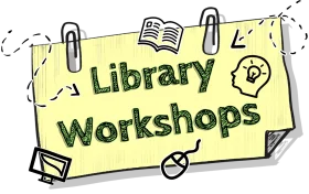 Playful Library Workshops Announcement Clipart with Stylish Paper Clips