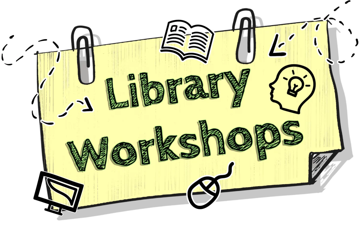 Playful Library Workshops Announcement Clipart with Stylish Paper Clips
