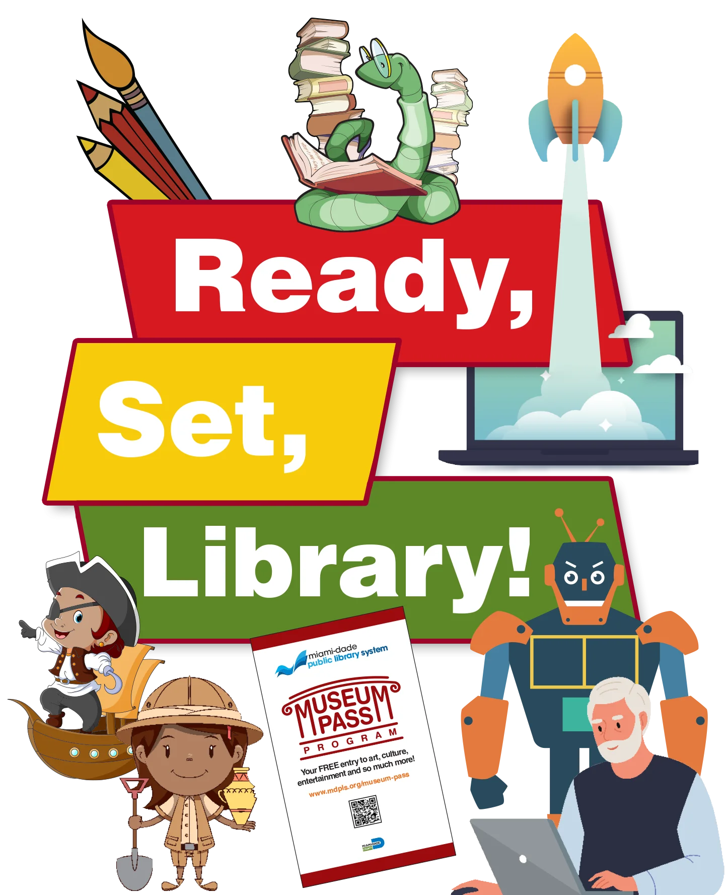Ready, Set, Library! Exciting Educational Clipart Showcasing Learning Adventures