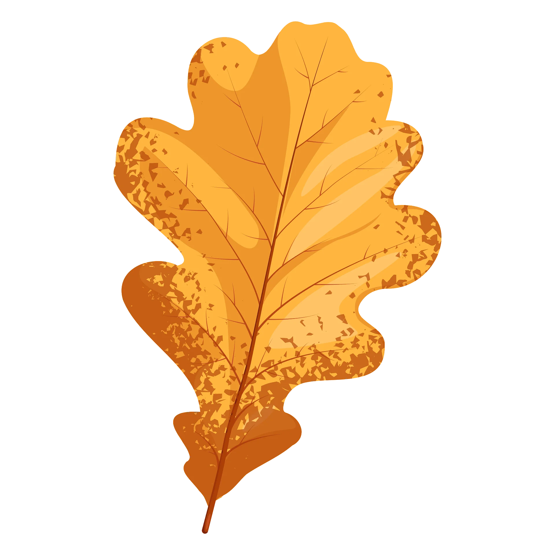 Rustic Golden Oak Leaf Autumn Seasonal Nature Clipart Illustration