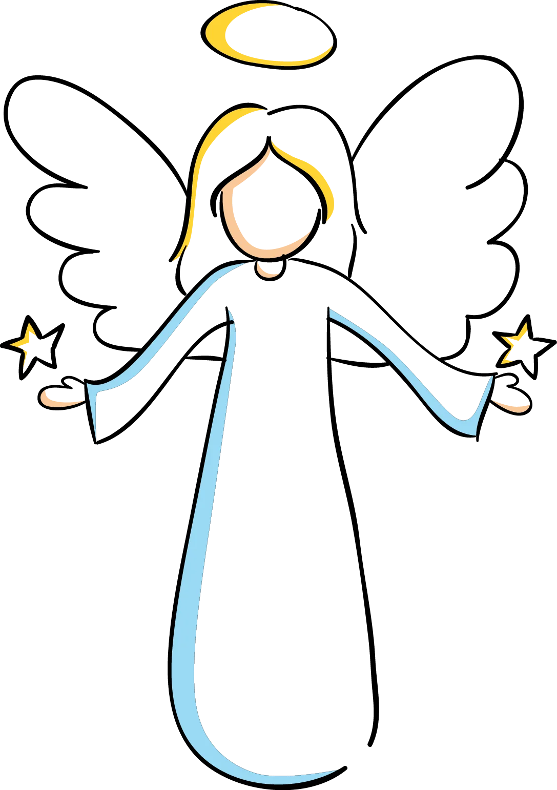 Serene Angelic Figure Clipart: Ethereal Messenger with Soft Luminous Halo