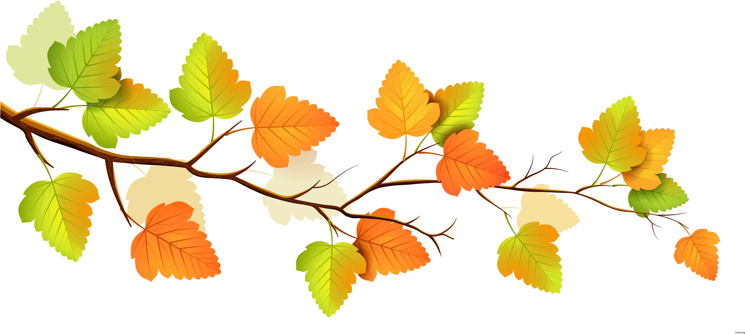 Serene Autumn Branch Clipart: Whispering Leaves Dancing in Seasonal Harmony