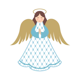 Serene Blue and Gold Angelic Figure Clipart with Gentle Praying Pose