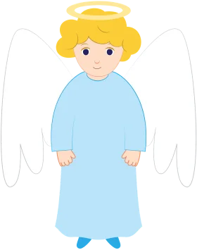 Serene Celestial Messenger: Gentle Blue-Robed Angel Clipart with Golden Curls