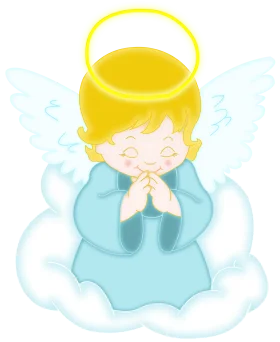 Serene Heavenly Messenger Clipart: Adorable Angel on Soft Cloudy Perch