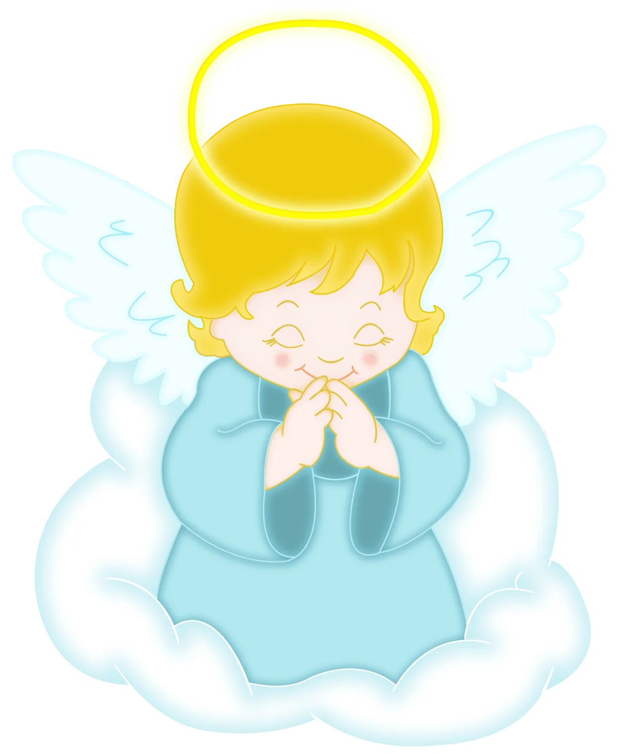 Serene Heavenly Messenger Clipart: Adorable Angel on Soft Cloudy Perch