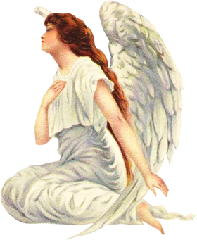 Serene Vintage Angel Clipart with Graceful Ethereal Wings and Flowing Attire