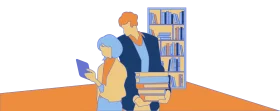 Studious Scholar Navigating Knowledge: A Library Clipart Exploration