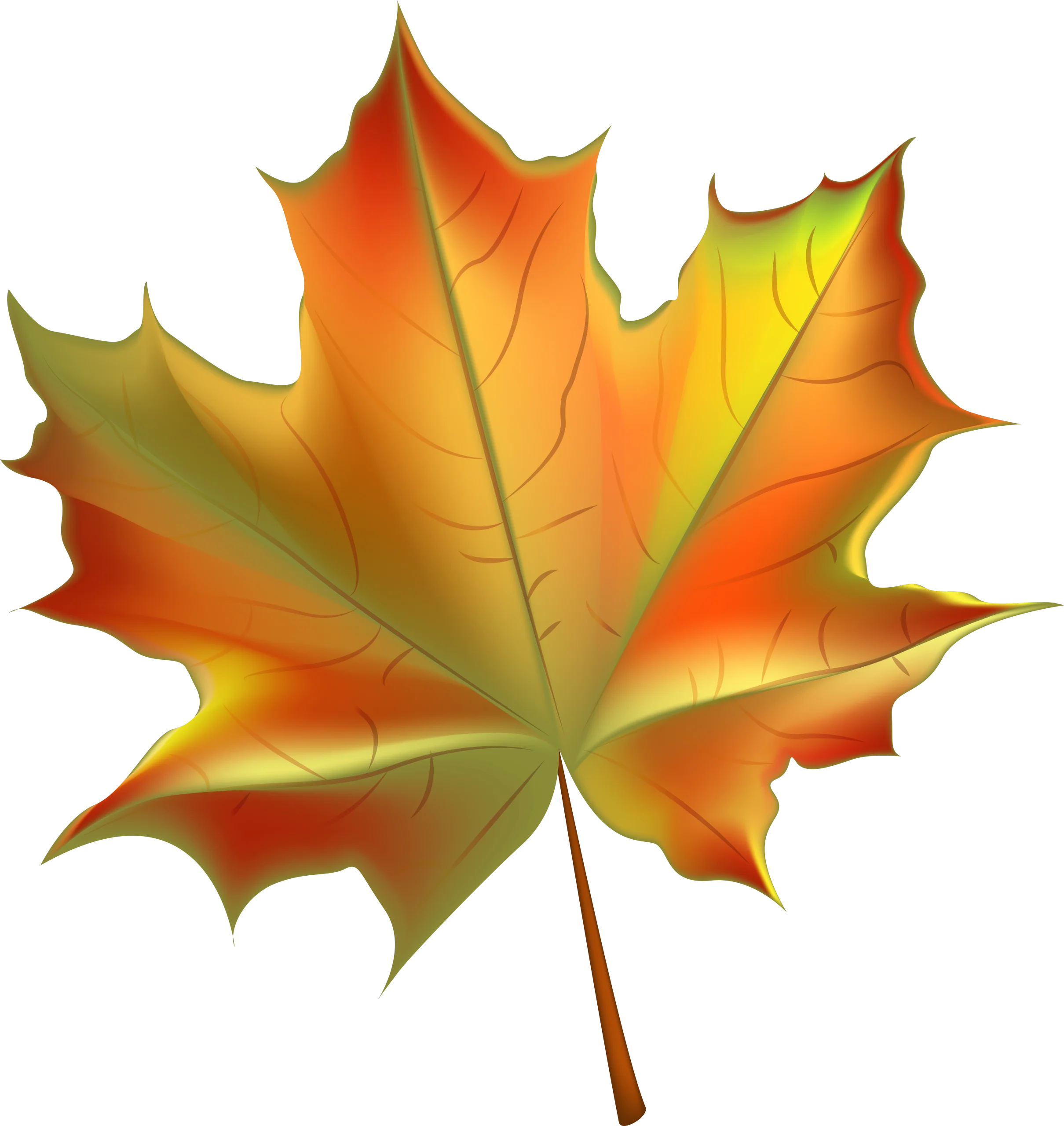 Stunning Autumn Maple Leaf Clipart with Warm Golden Orange Gradient Colors