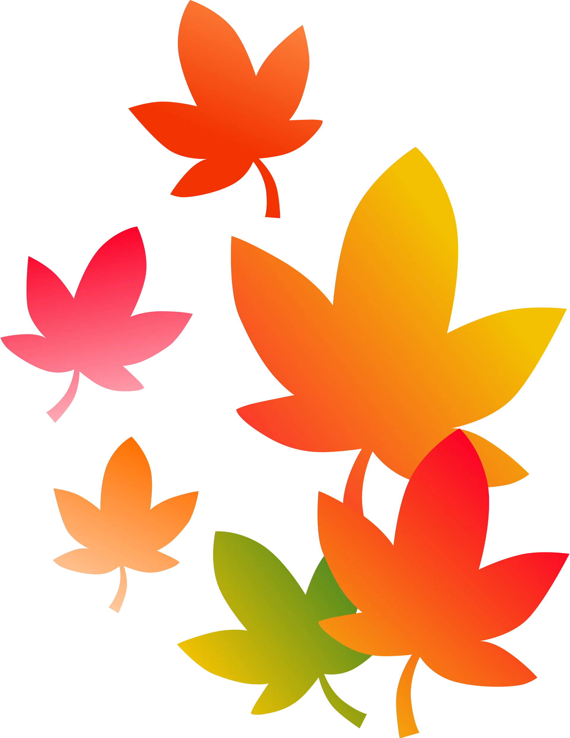 Whimsical Autumn Maple Leaves Clipart - Colorful Fall Season Illustration