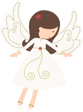 Whimsical Celestial Guardian Angel Clipart with Delicate Wing Design