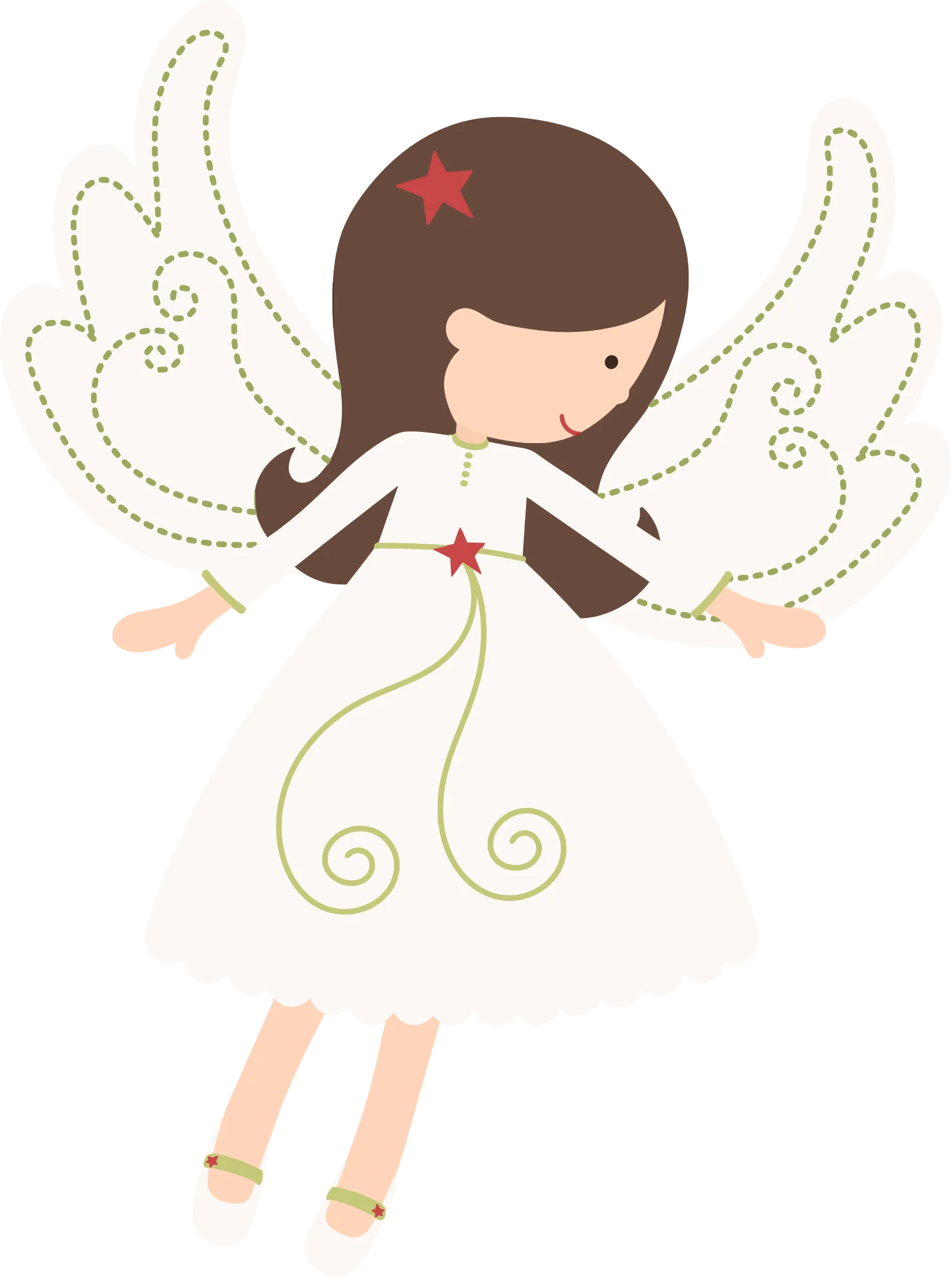 Whimsical Celestial Guardian Angel Clipart with Delicate Wing Design