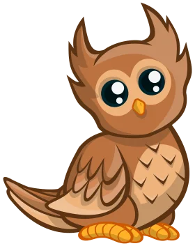 Adorable Baby Owl Clipart: Cute Cartoon Character with Large Expressive Eyes