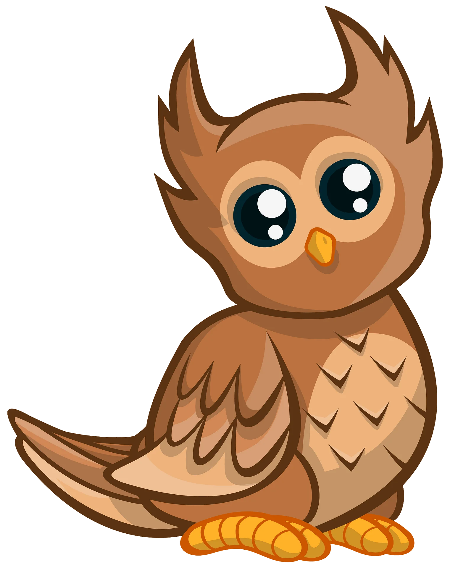 Adorable Baby Owl Clipart: Cute Cartoon Character with Large Expressive Eyes